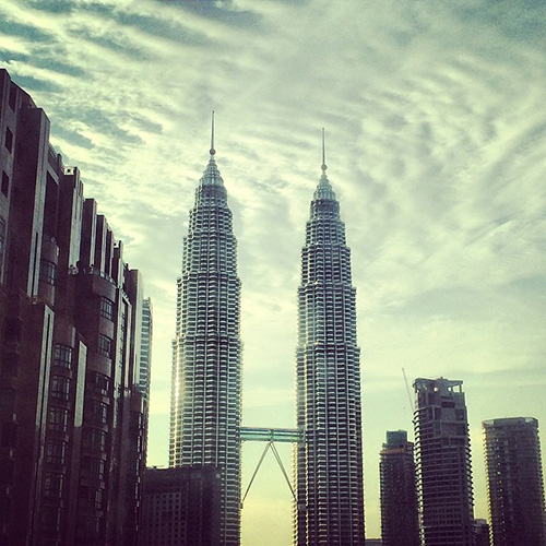 The famous Petronas Twin Towers at Kuala Lumpur.