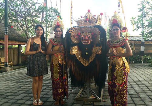 Ritu with traditional dancers in Bali.