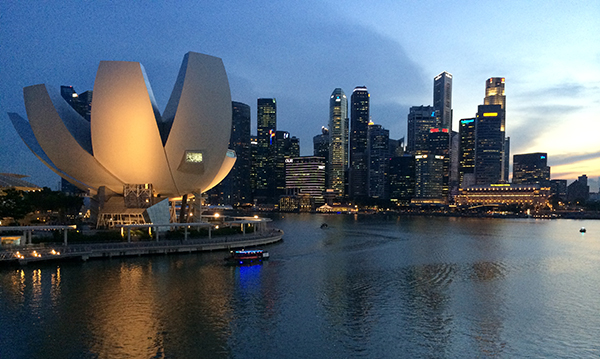 View of the Singapore skyline.