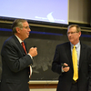Dave Wright (BSME '82) and Kevin Traeger (BSME '02, MSME '05) present to the ME 390 class.