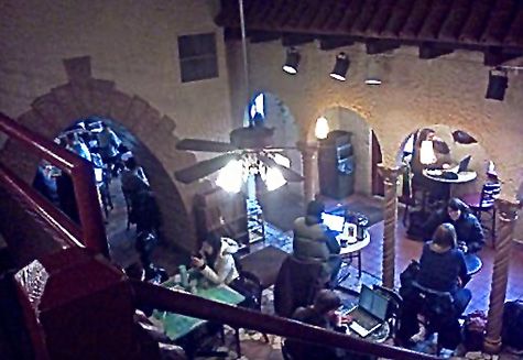 View from the loft of Espresso Royale at the corner of Goodwin and Oregon Streets.