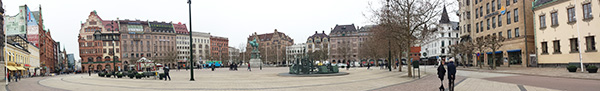 Panorama of the main square in MalmÃ¶.