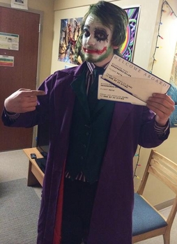 Logullo in his Joker costume after his big win.