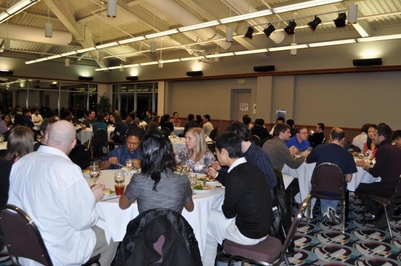 Students at dinner downtown.
