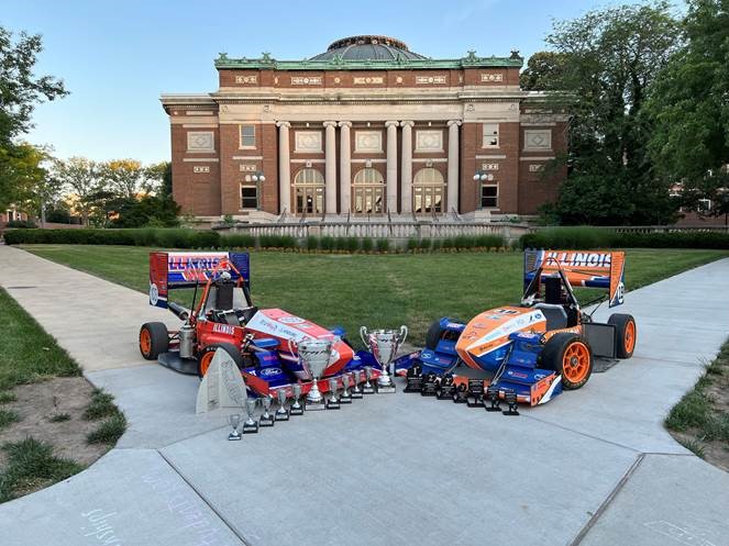 Formula SAE cars with trophies